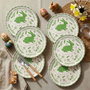 Hermia Hoppity Set de Platos de Postre de Pascua, 6 Piezas, Verde y Blanco Skis: B1C97H6B74